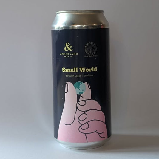 440ml can of Ampersand & Little Earth Project Collab Lager Small World. 