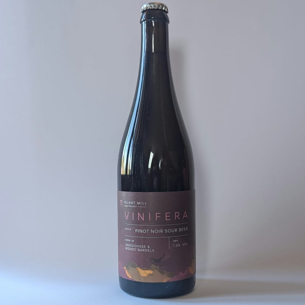 750ml bottle of Burnt Mill Brewery Vinifera. 