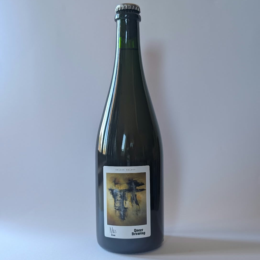 750ml bottle of Mills Brewing & Queer Brewing collaboration - Nelson Saison.