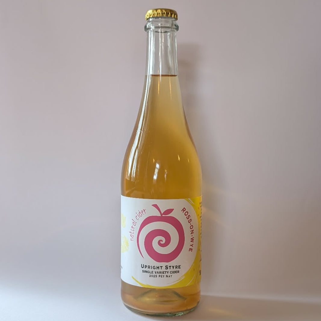 750ml bottle of Ross-On-Wye Cider Upright Styre. 