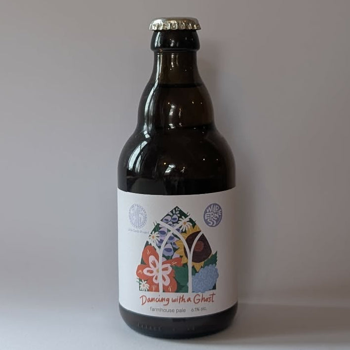 330ml bottle of Wilderness X Little Earth Project - Dancing With A Ghost Farmhouse Pale Ale. 